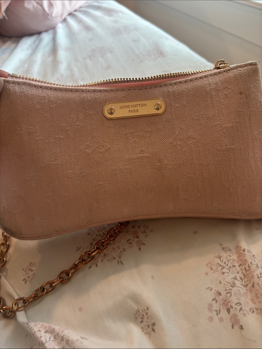 Louis Vuitton Blush Pink Mini Monogram Pochette with Chain